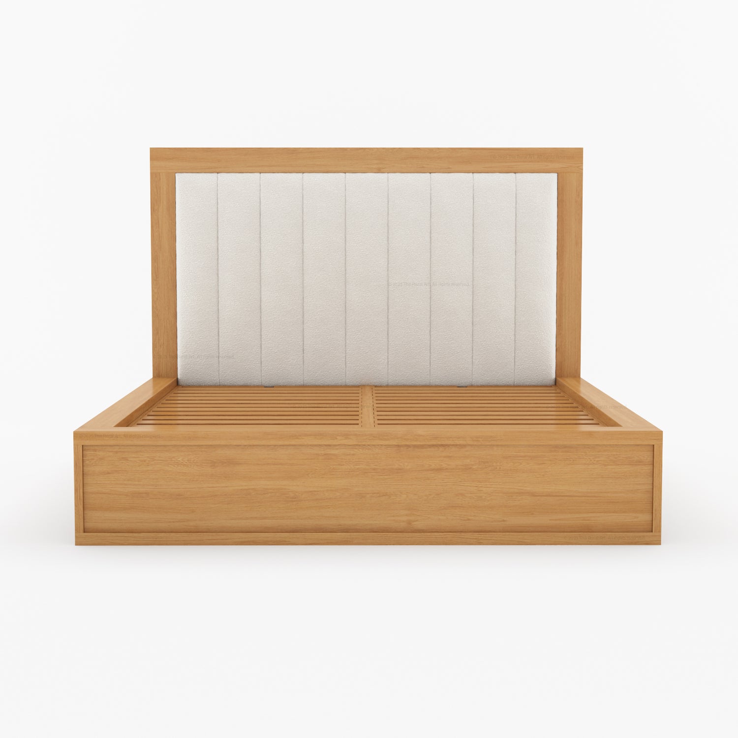 Seward Solid Wood Platform Bed with Boucle Upholstered Headboard