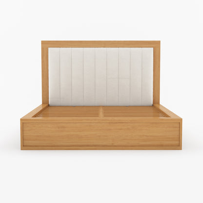 Seward Solid Wood Platform Bed with Boucle Upholstered Headboard