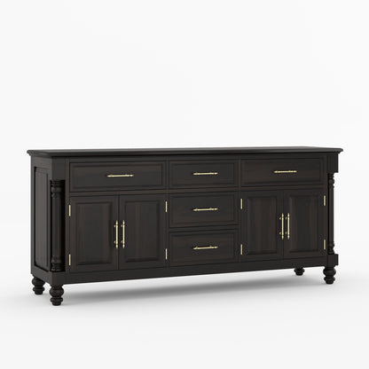 Indiana Traditional Solid Wood Sideboard with 5 Drawers and Cabinet Storage