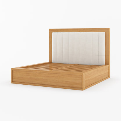 Seward Solid Wood Platform Bed with Boucle Upholstered Headboard