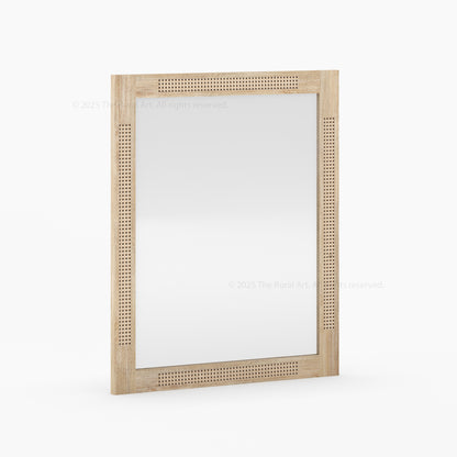 Hayward Handcrafted Solid Wood &amp; Cane Wall Mirror