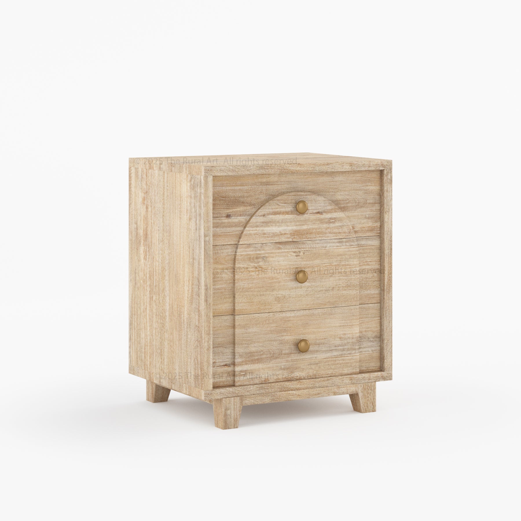 Livingston Solid Wood Nightstand with Arched Front &amp; Brass Knobs