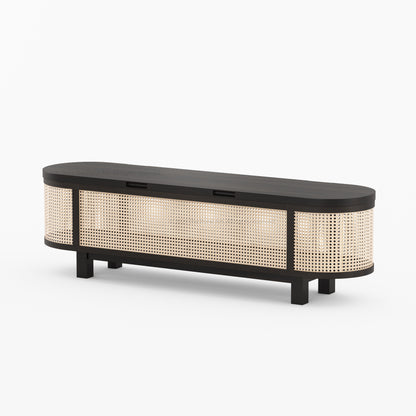 Davis Solid Wood &amp; Cane Storage Bench
