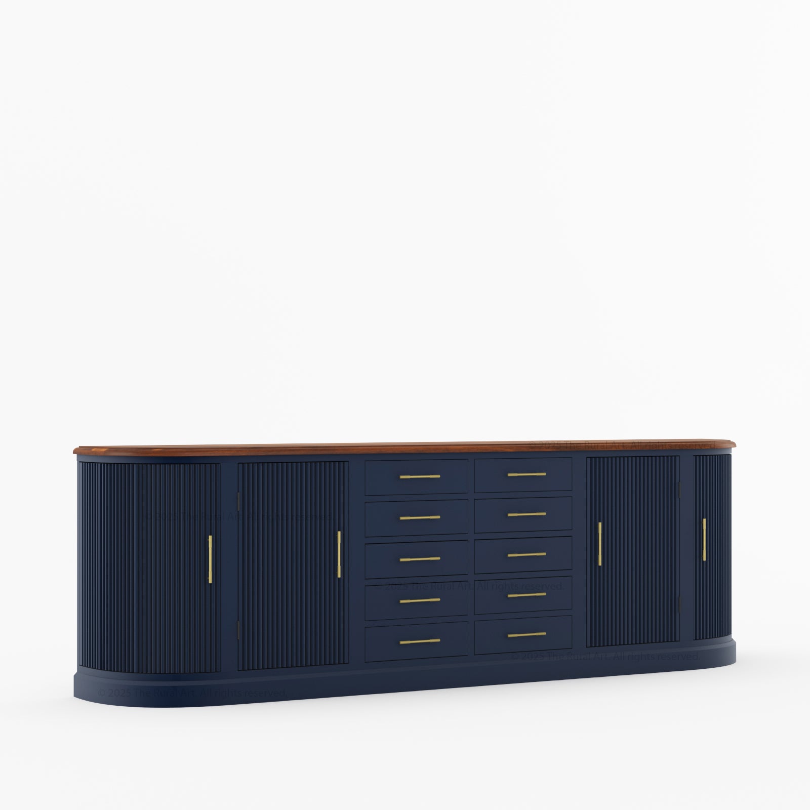 New York Large Sideboard Buffet 4 Fluted Doors &amp; 10 Drawers | Dual Tone