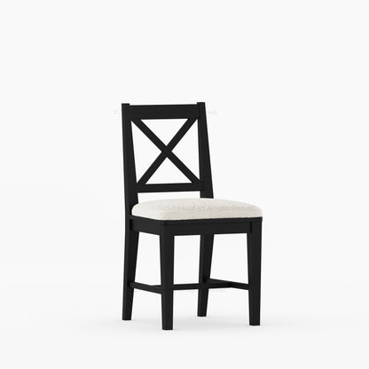 Sherman Solid Wood Dining Chair | X-Back Design with Upholstered Seat
