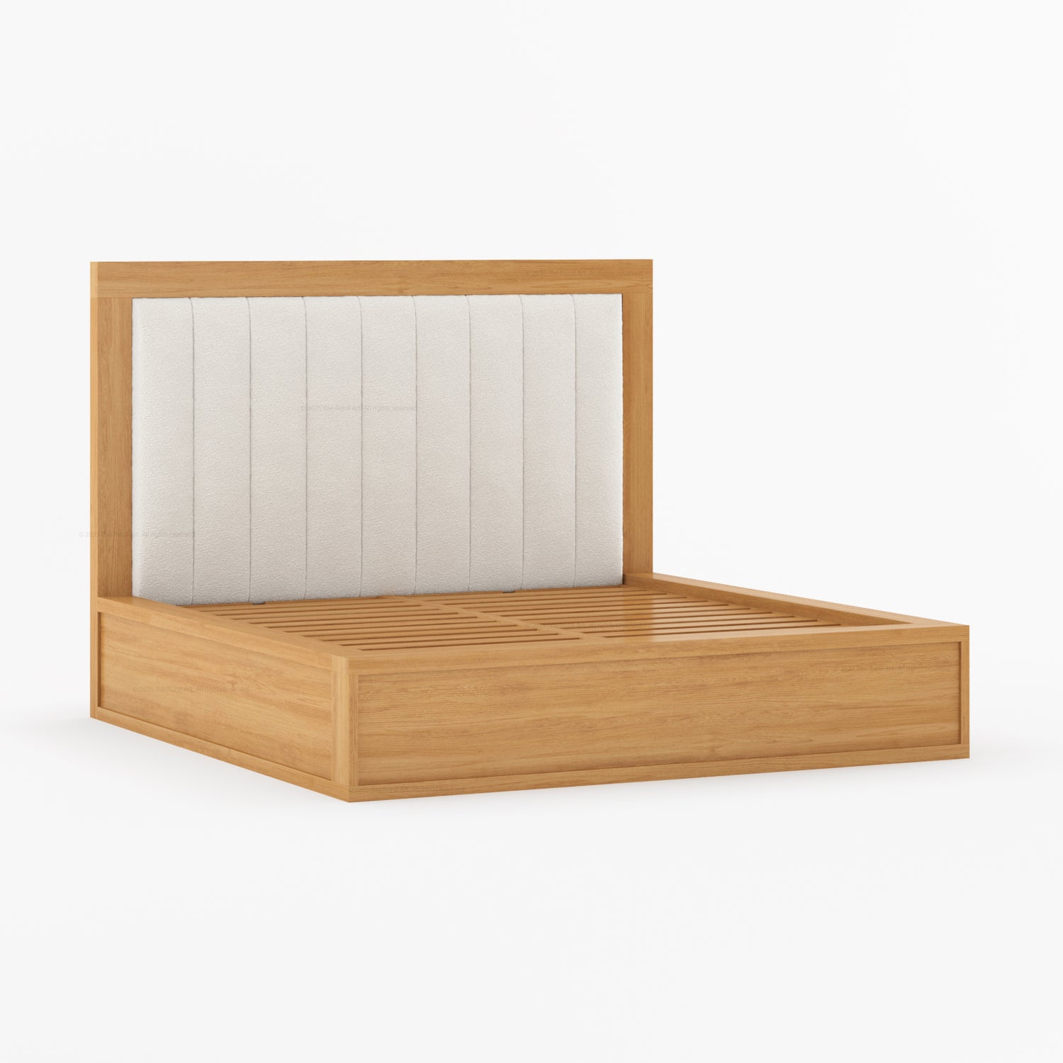Seward Solid Wood Platform Bed with Boucle Upholstered Headboard