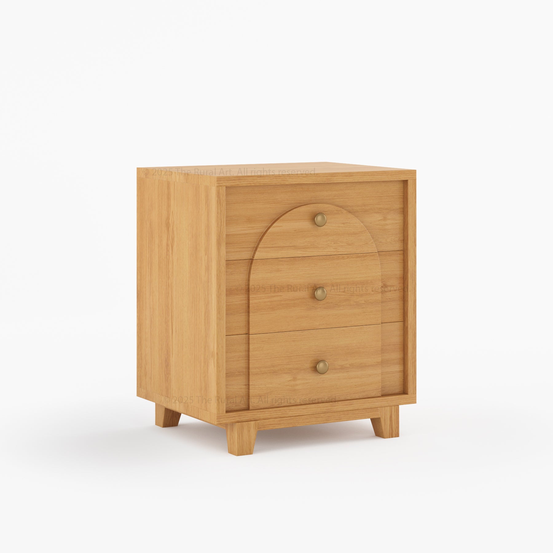 Livingston Solid Wood Nightstand with Arched Front &amp; Brass Knobs