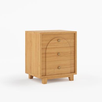 Livingston Solid Wood Nightstand with Arched Front &amp; Brass Knobs