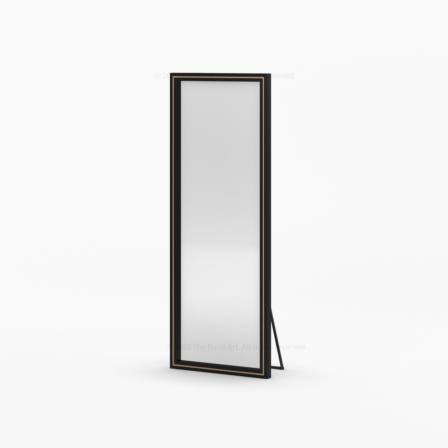 Branson Solid Wood Tall Mirror Frame with Brass Inlay Detailing