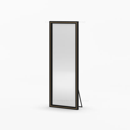 Branson Solid Wood Tall Mirror Frame with Brass Inlay Detailing