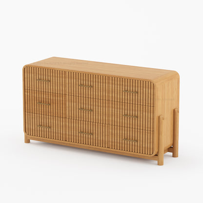 Lewes Fluted Solid Wood 9 Drawer Dresser
