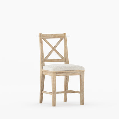 Sherman Solid Wood Dining Chair | X-Back Design with Upholstered Seat