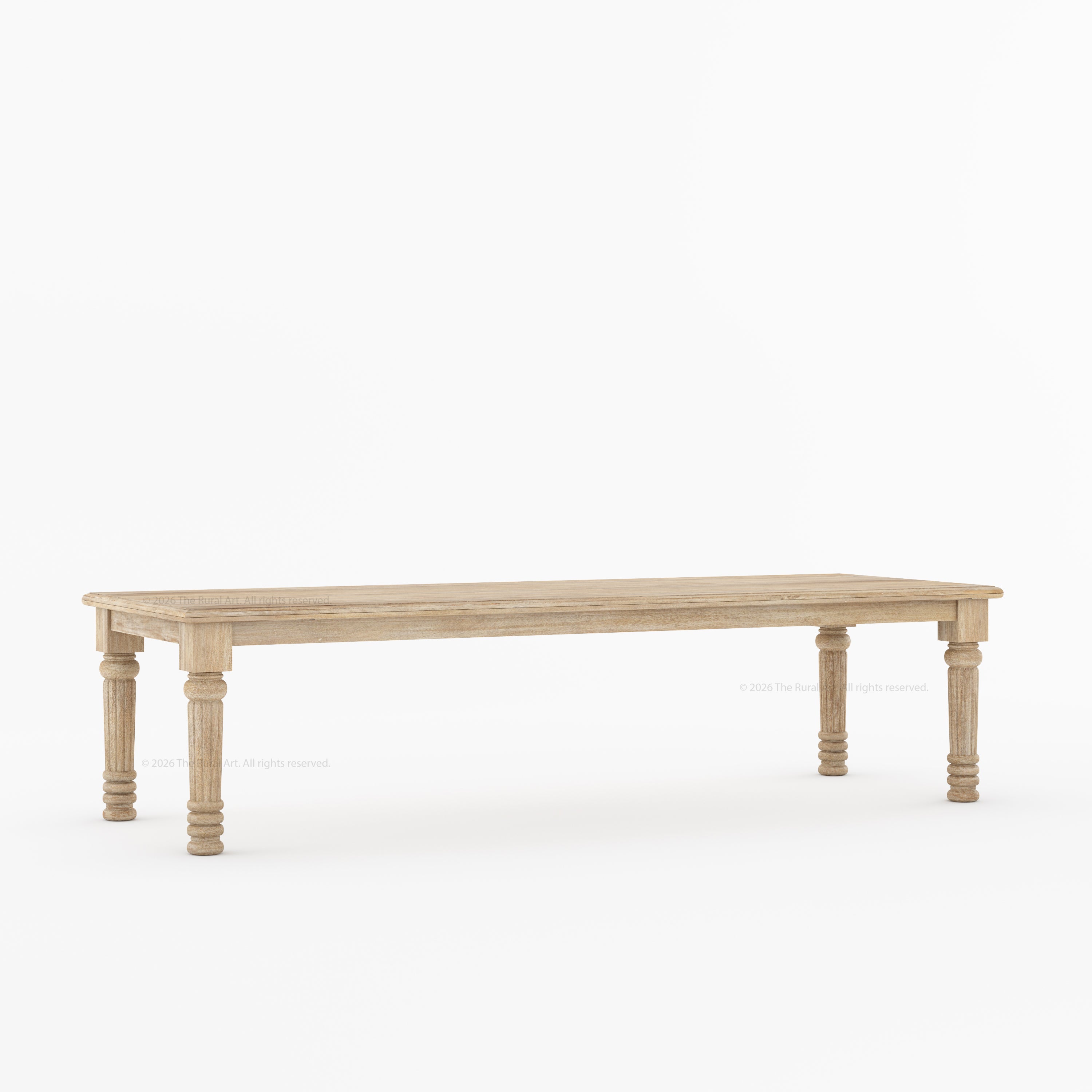 Indiana Traditional Solid Wood Rectangular Dining Table with Turned Fluted Legs