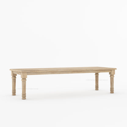 Indiana Traditional Solid Wood Rectangular Dining Table with Turned Fluted Legs