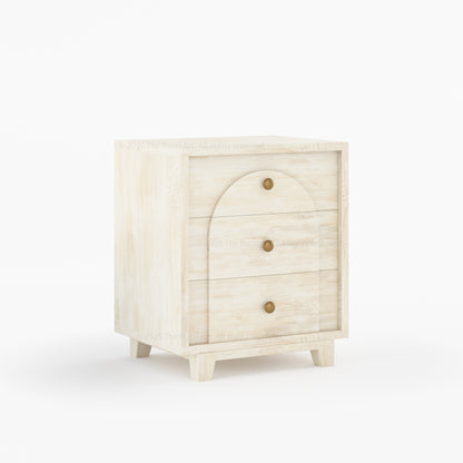 Livingston Solid Wood Nightstand with Arched Front &amp; Brass Knobs