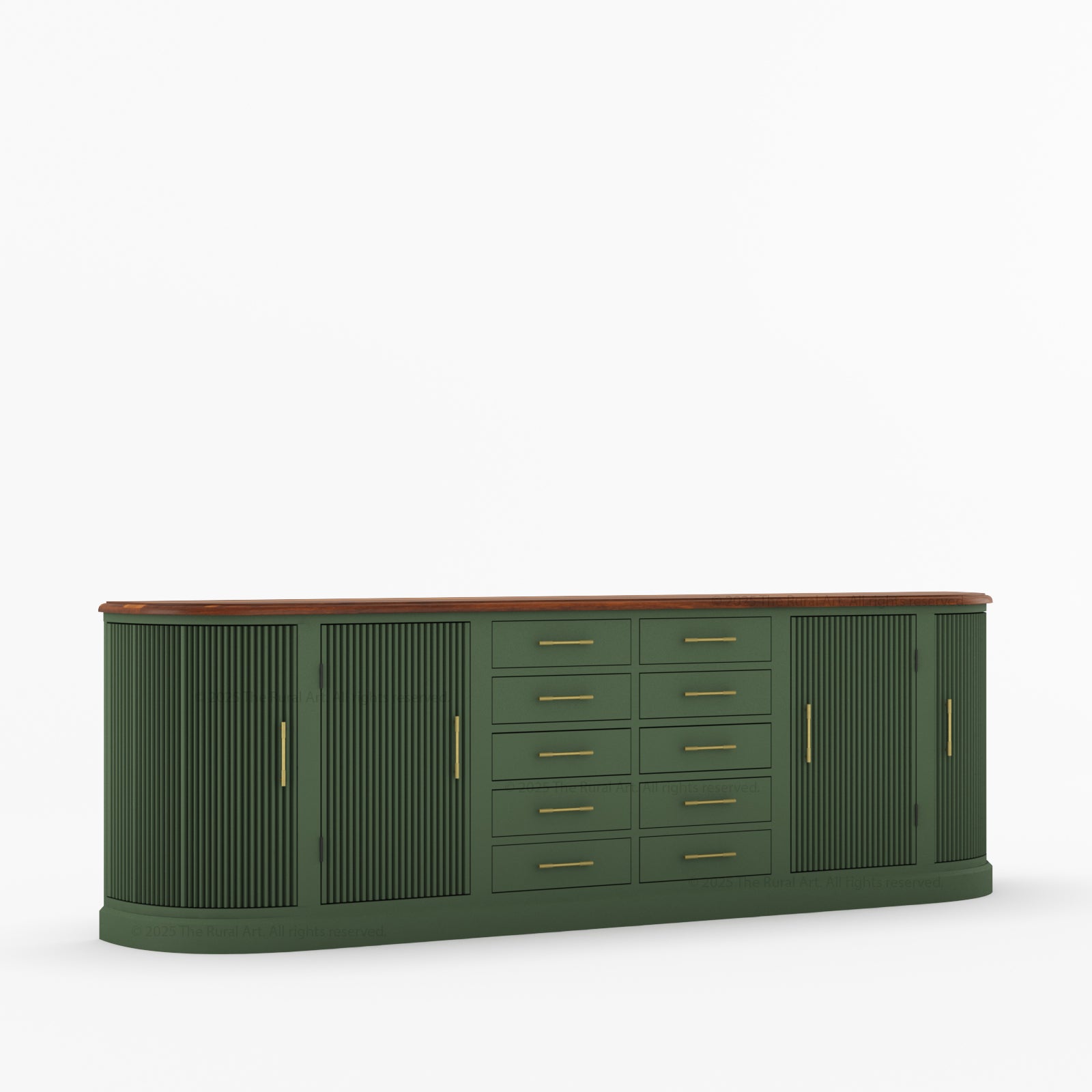 New York Large Sideboard Buffet 4 Fluted Doors &amp; 10 Drawers | Dual Tone