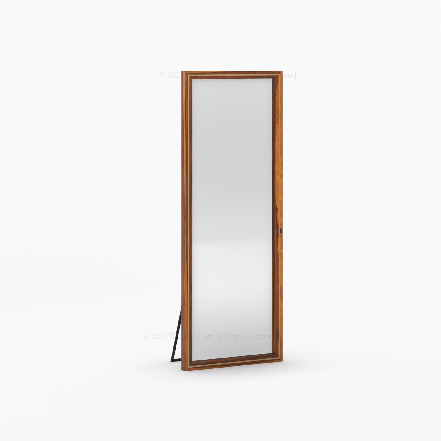 Branson Solid Wood Tall Mirror Frame with Brass Inlay Detailing