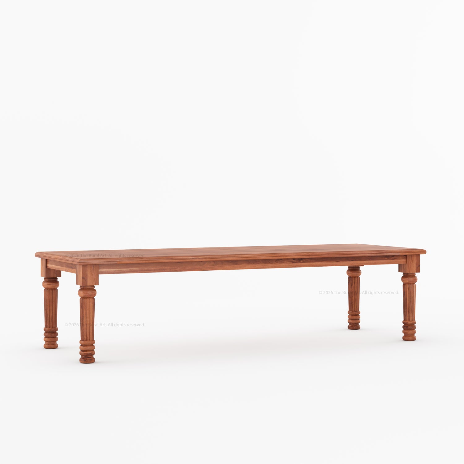 Indiana Traditional Solid Wood Rectangular Dining Table with Turned Fluted Legs