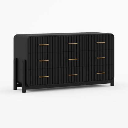 Lewes Fluted Solid Wood 9 Drawer Dresser