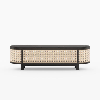 Davis 6 Pc Platform Bed Set Made of Solid Wood &amp; Cane