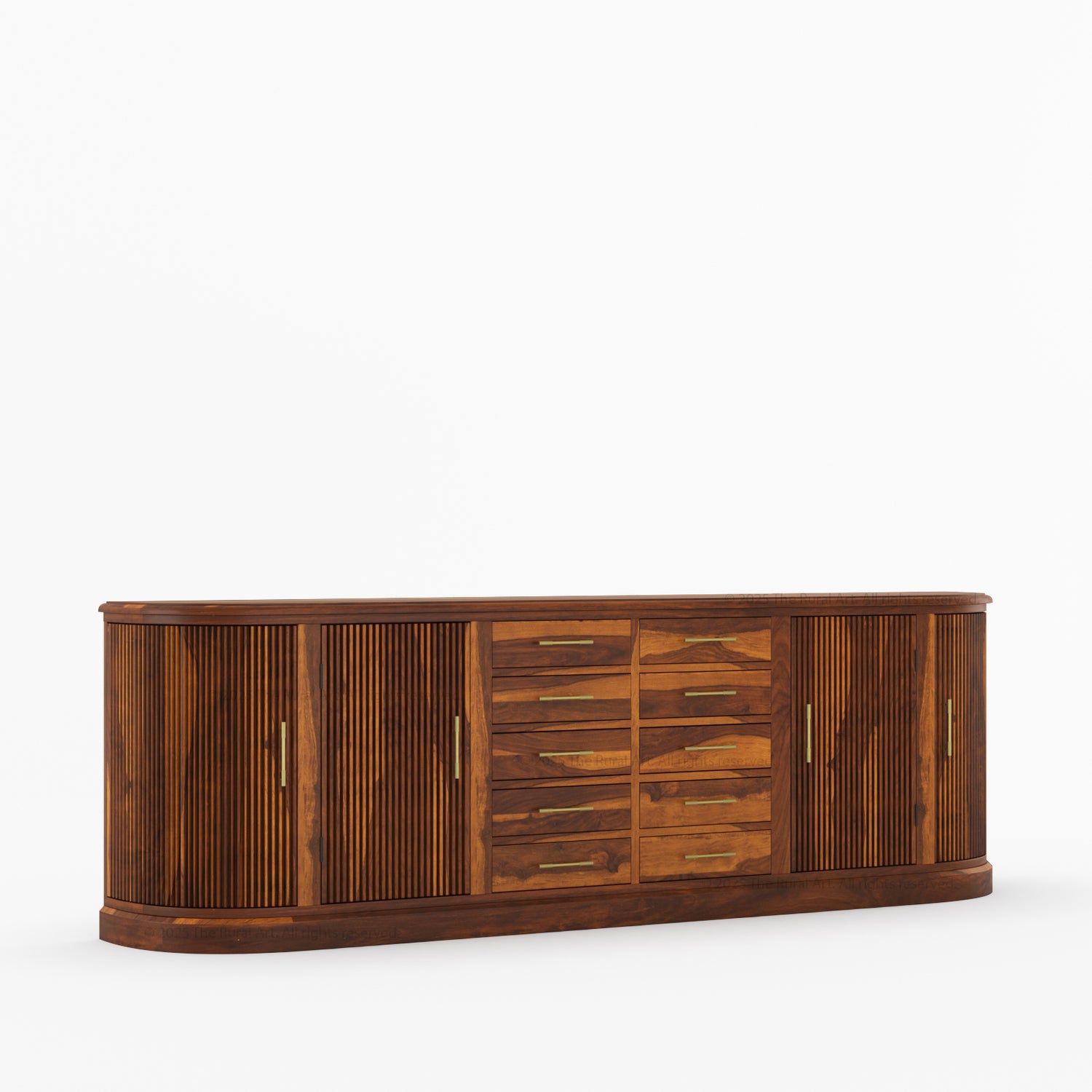 New York Large Sideboard Buffet 4 Fluted Doors &amp; 10 Drawers | Dual Tone