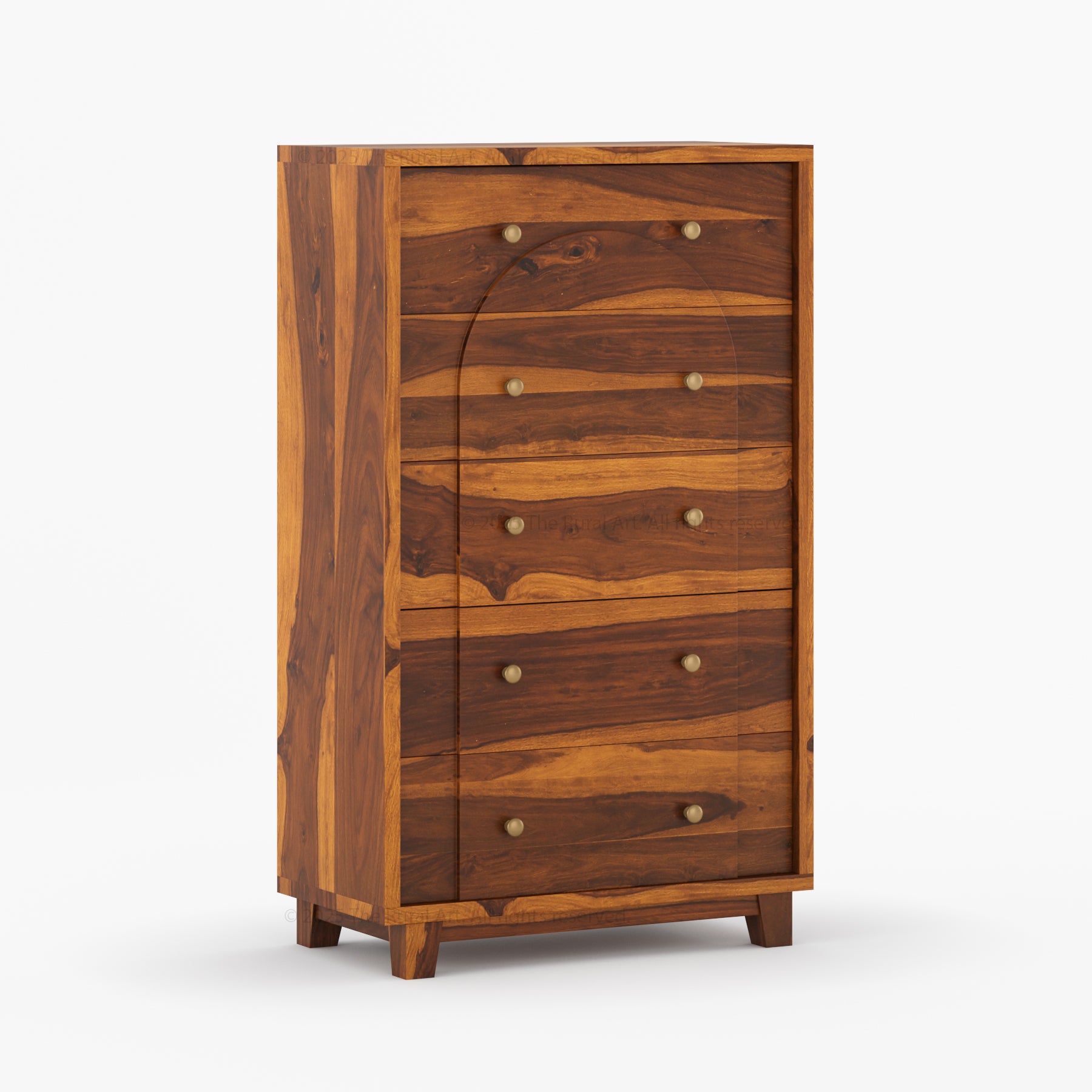Livingston Solid Wood Dresser with Arched Front &amp; Brass Knobs