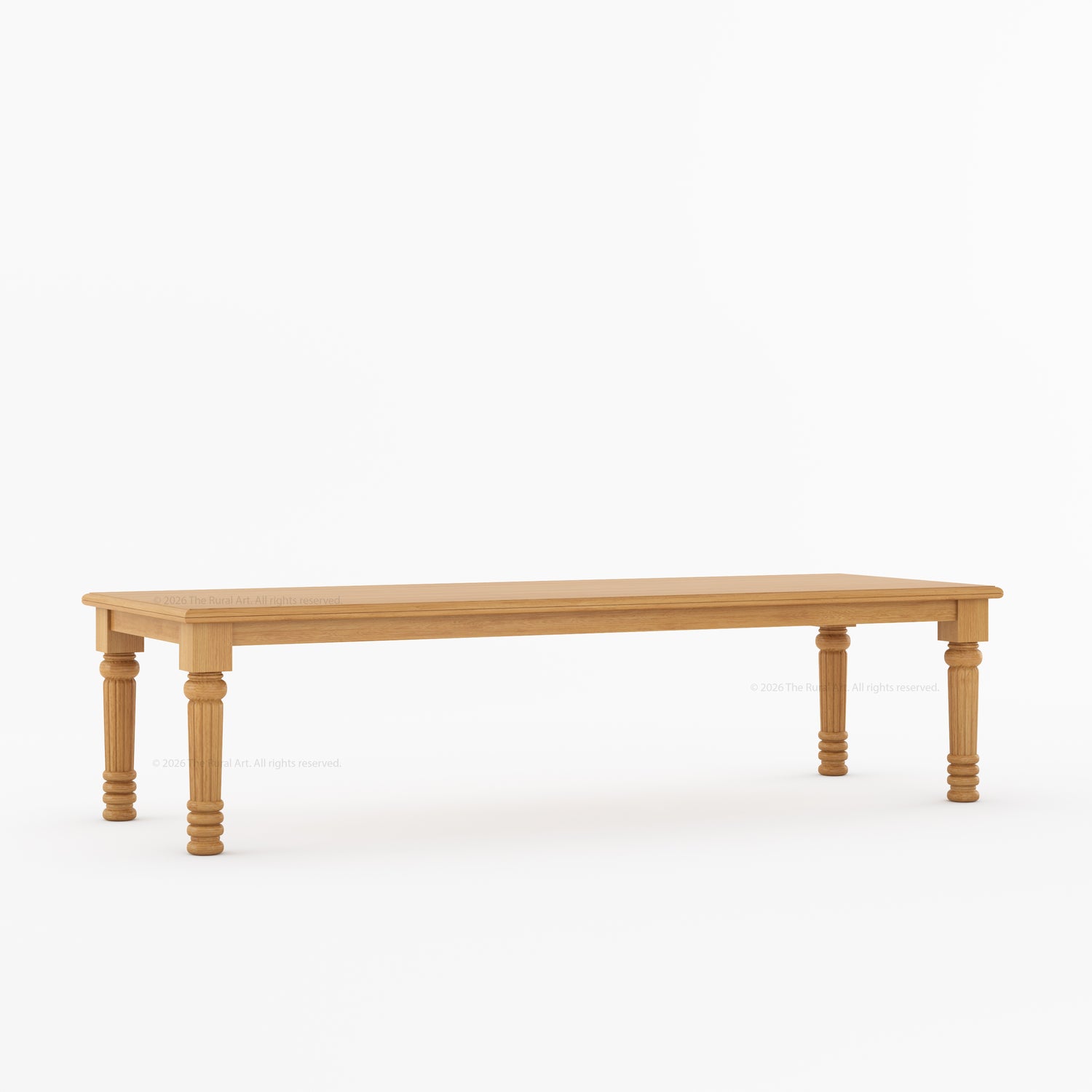 Indiana Traditional Solid Wood Rectangular Dining Table with Turned Fluted Legs