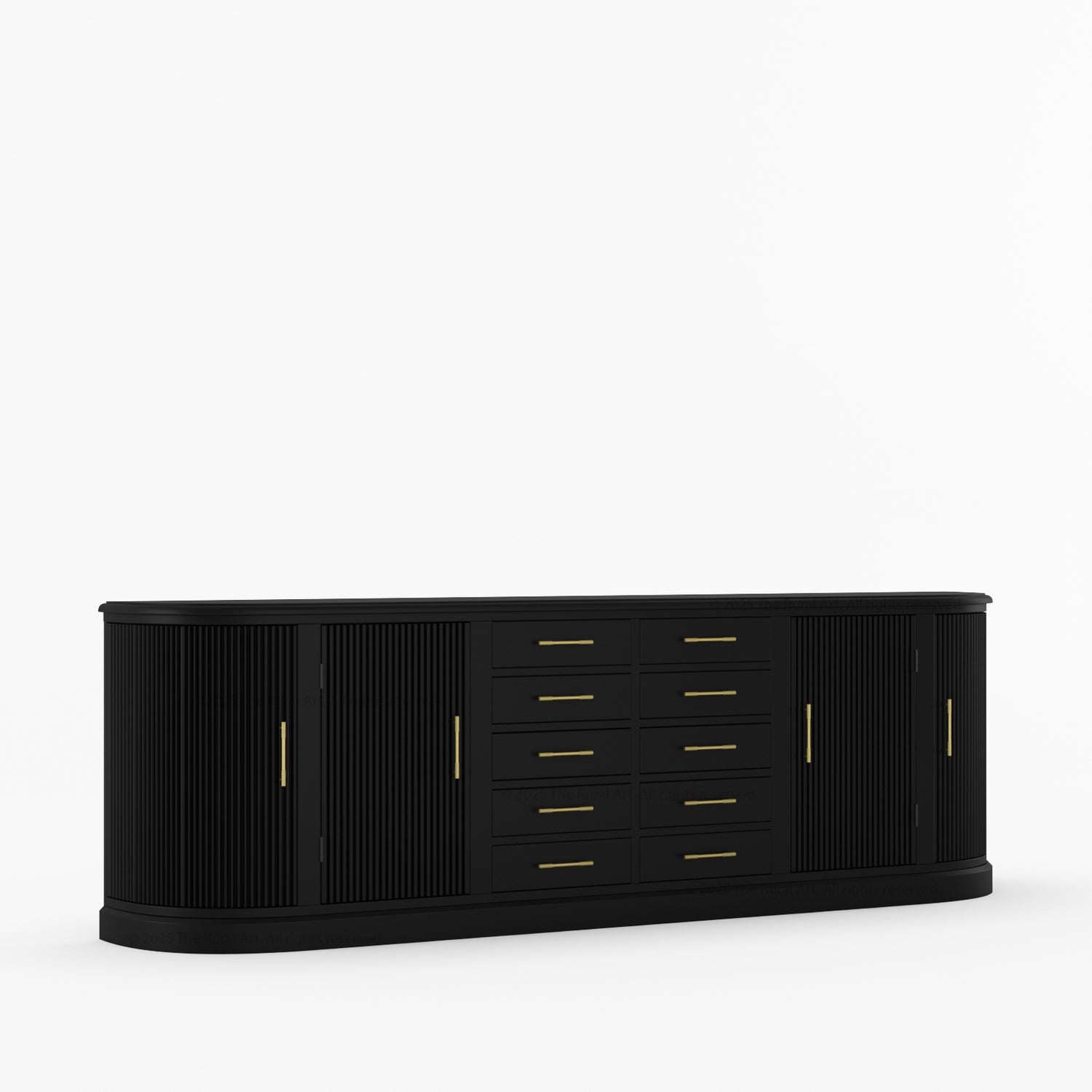 New York Large Sideboard Buffet 4 Fluted Doors &amp; 10 Drawers | Dual Tone