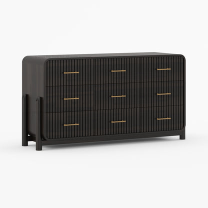 Lewes Fluted Solid Wood 9 Drawer Dresser