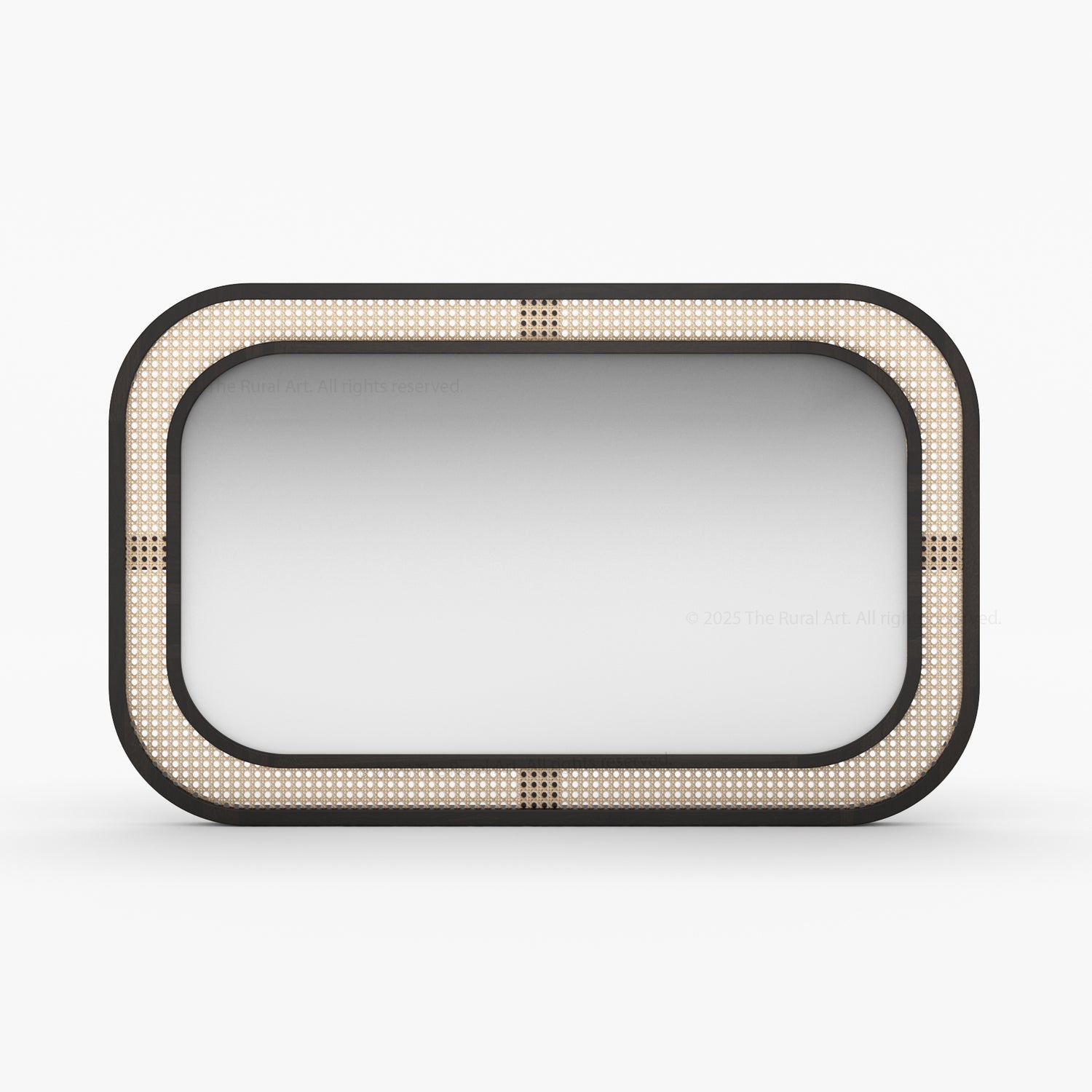 Davis Modern Organic Solid Wood &amp; Cane Mirror Frame