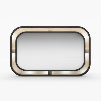 Davis Modern Organic Solid Wood &amp; Cane Mirror Frame