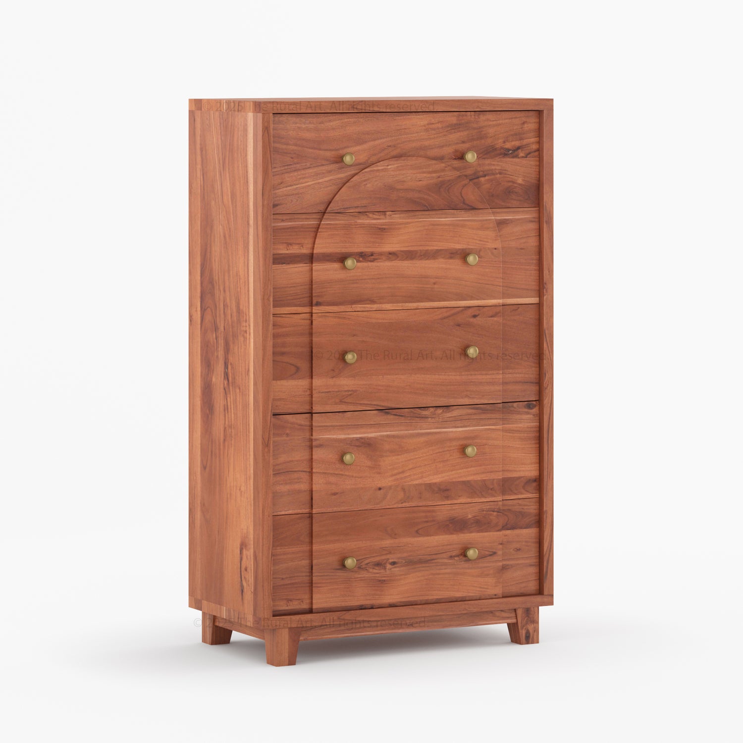 Livingston Solid Wood Dresser with Arched Front &amp; Brass Knobs