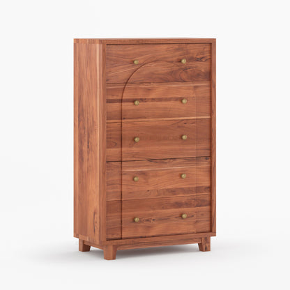 Livingston Solid Wood Dresser with Arched Front &amp; Brass Knobs