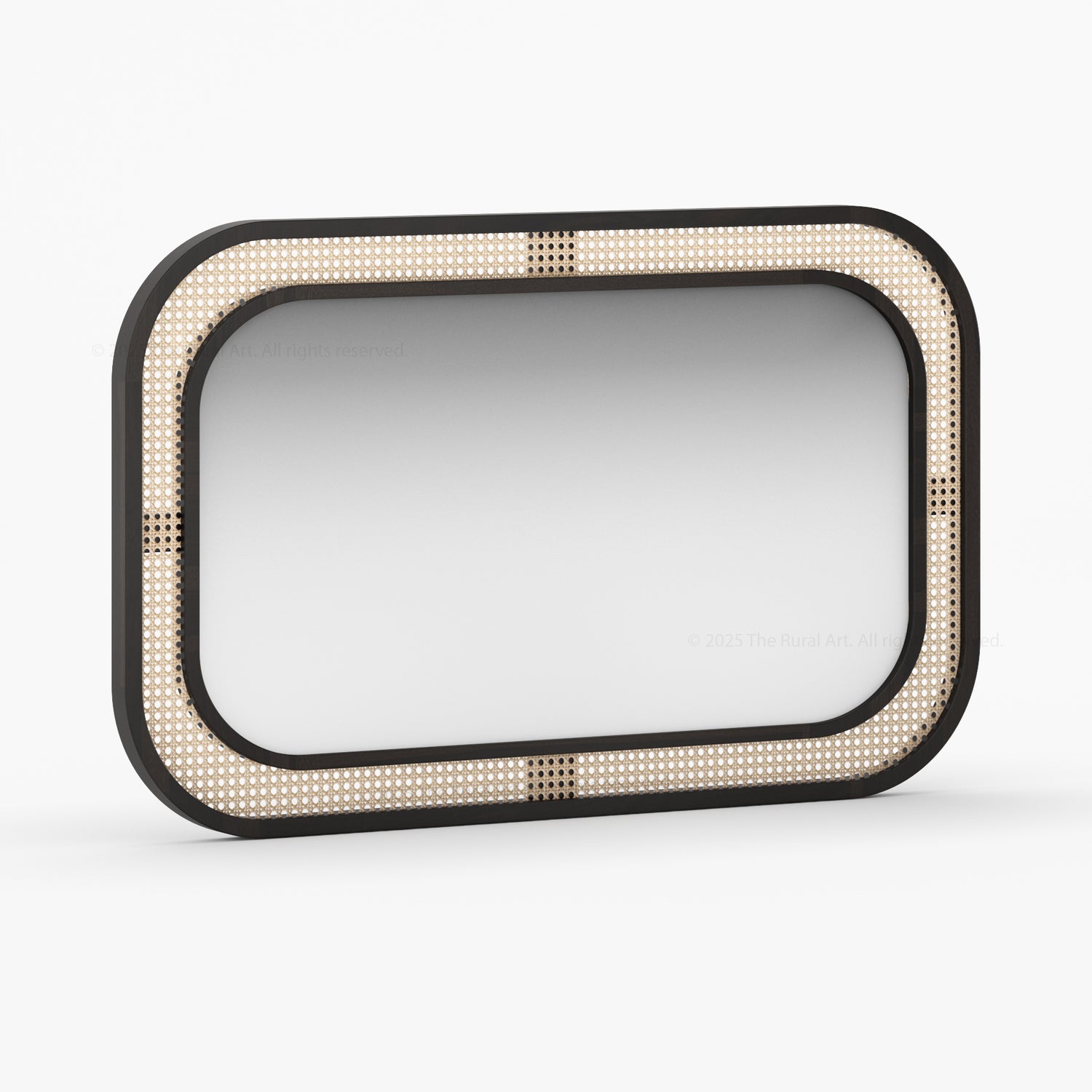 Davis Modern Organic Solid Wood &amp; Cane Mirror Frame