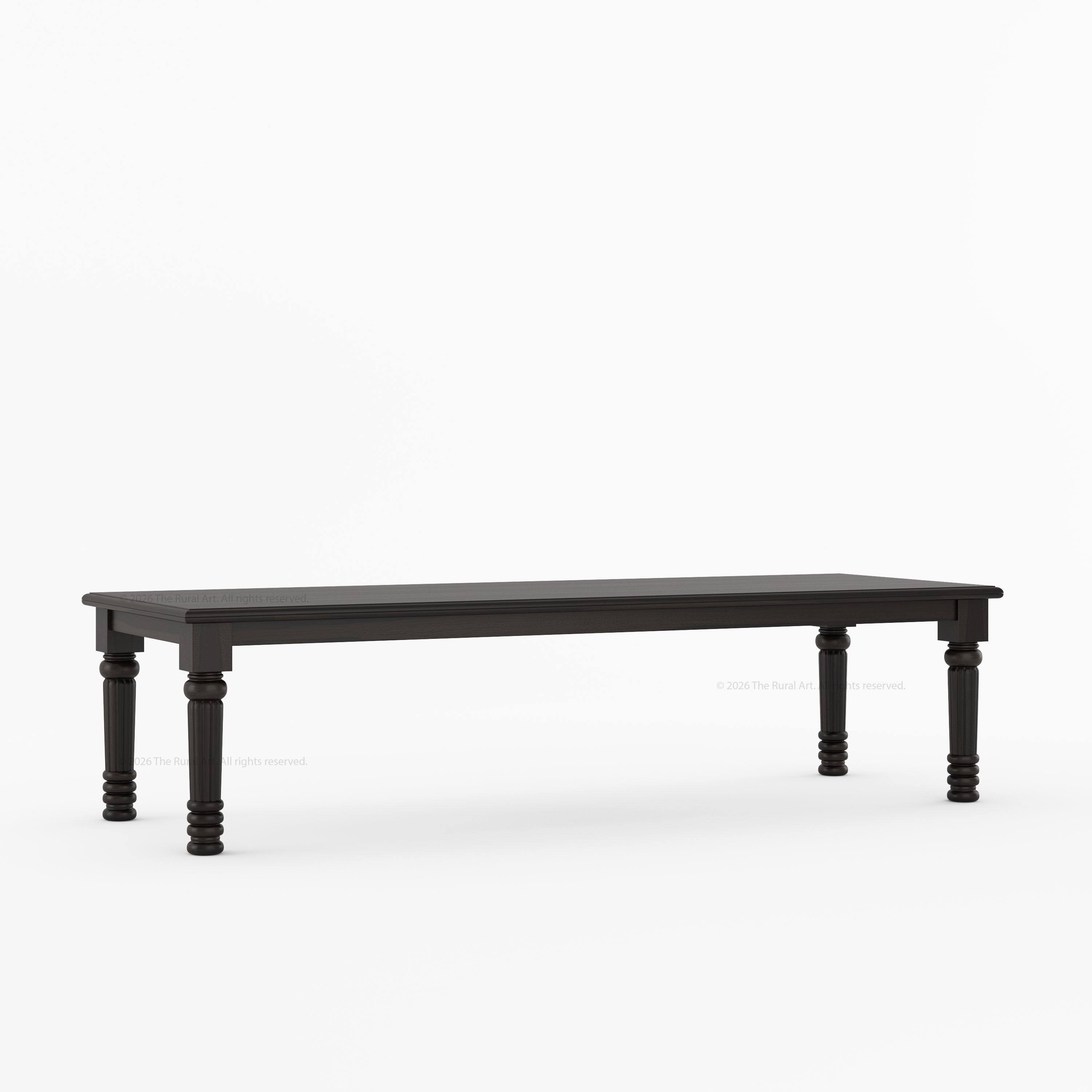 Indiana Traditional Solid Wood Rectangular Dining Table with Turned Fluted Legs