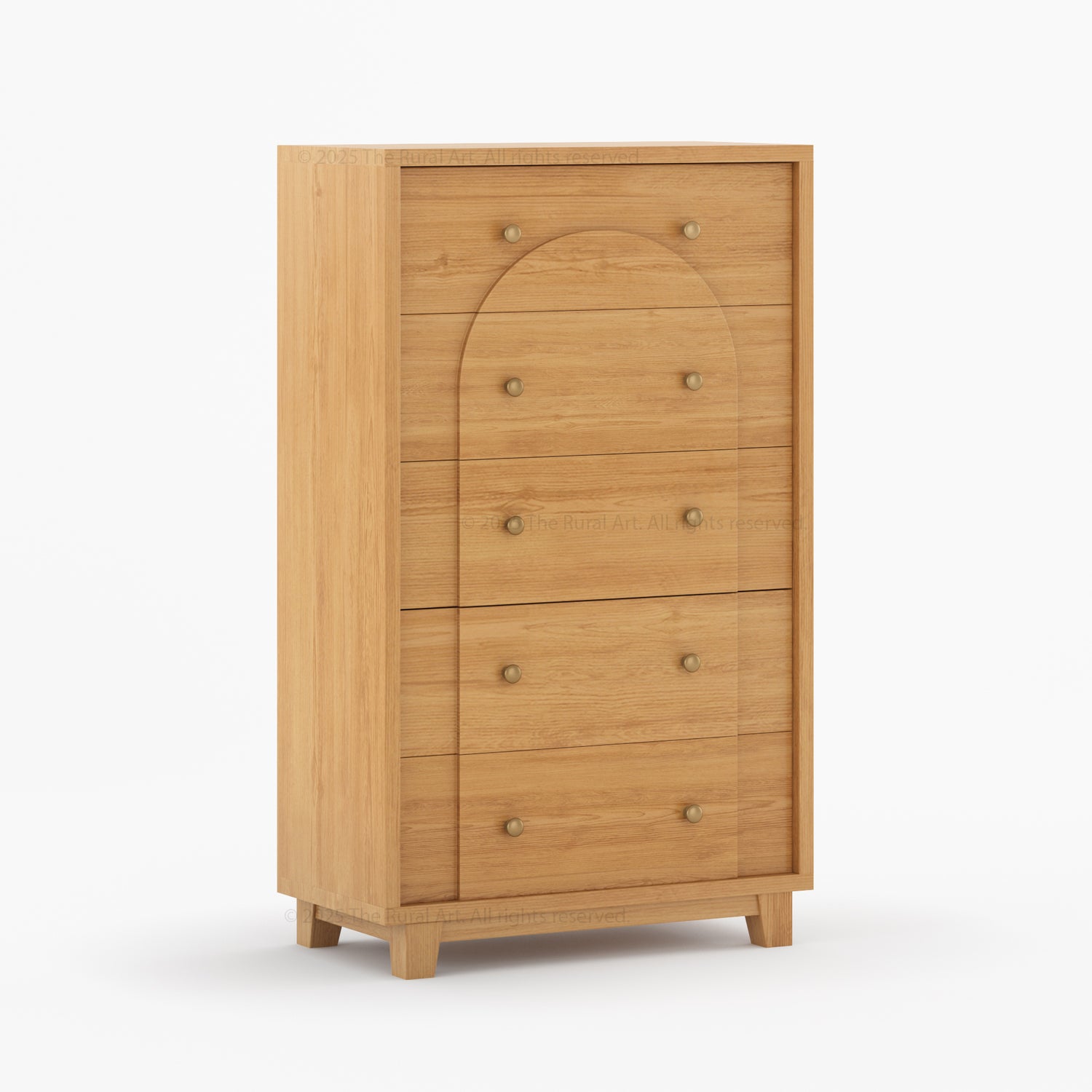 Livingston Solid Wood Dresser with Arched Front &amp; Brass Knobs