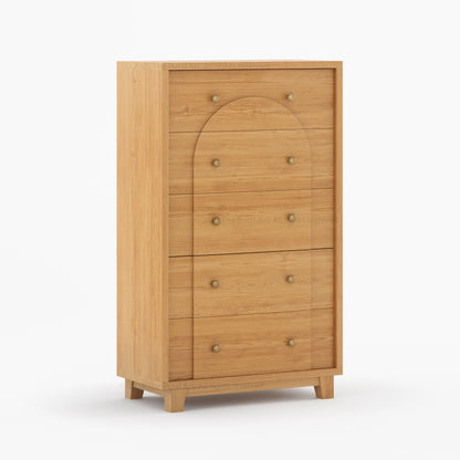Livingston Solid Wood Dresser with Arched Front &amp; Brass Knobs