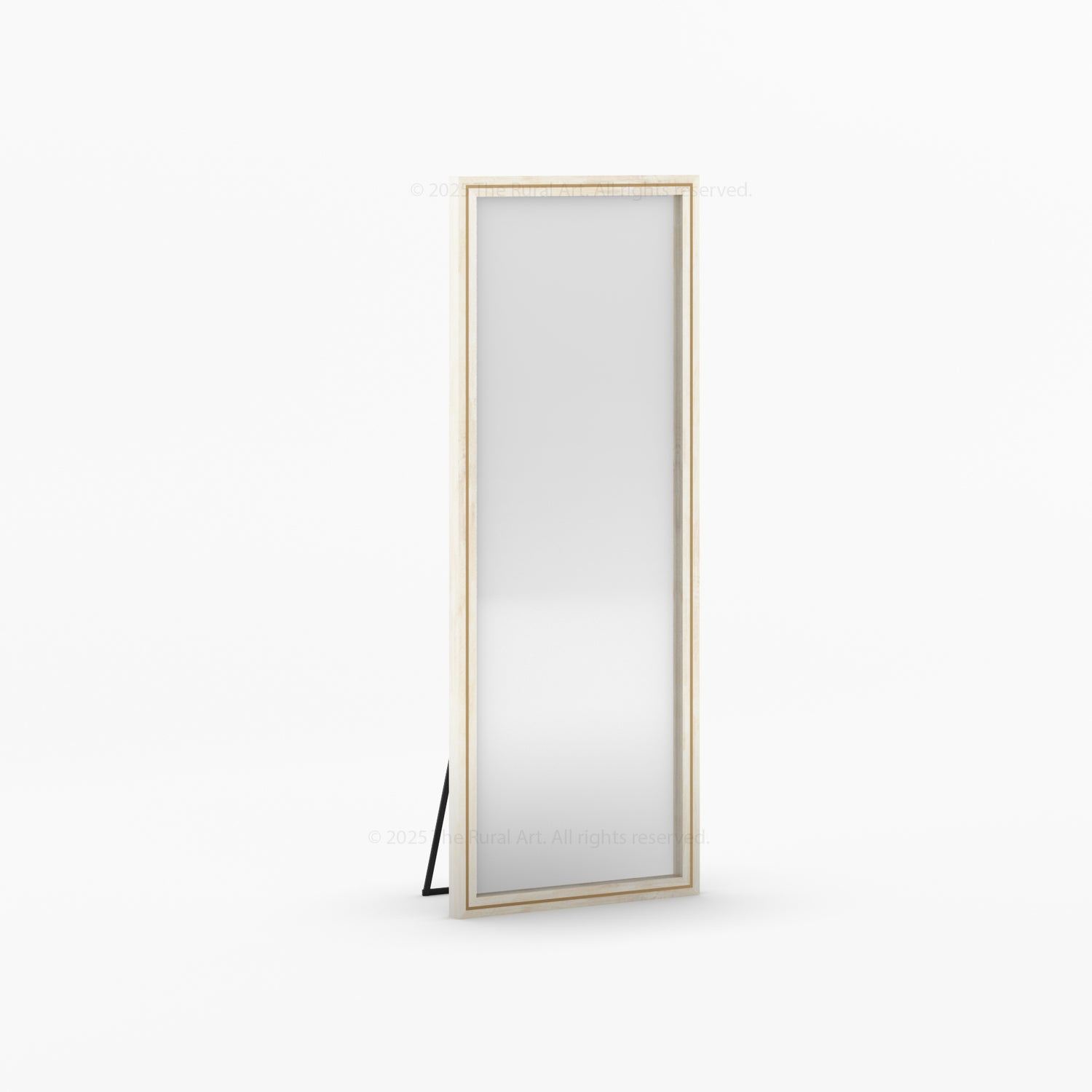 Branson Solid Wood Tall Mirror Frame with Brass Inlay Detailing