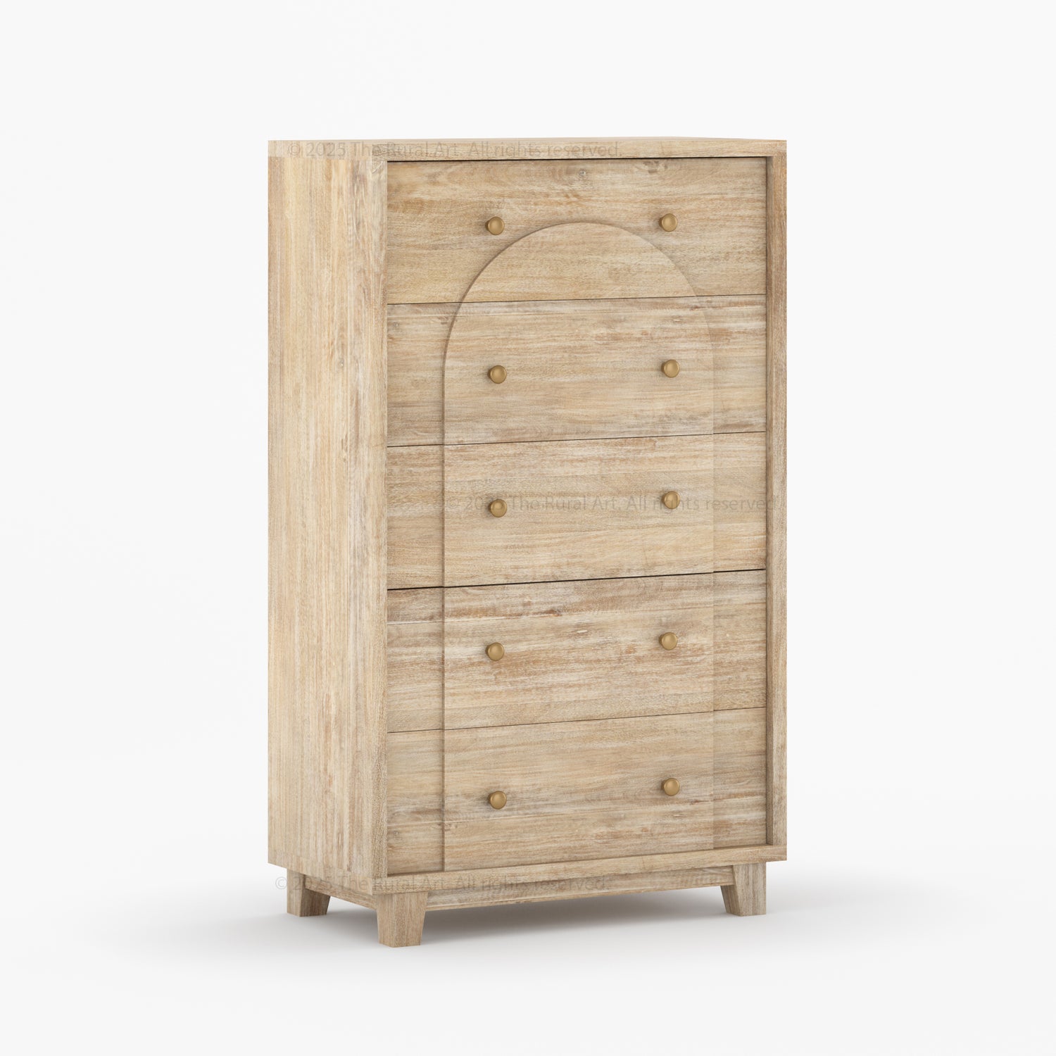 Livingston Solid Wood Dresser with Arched Front &amp; Brass Knobs