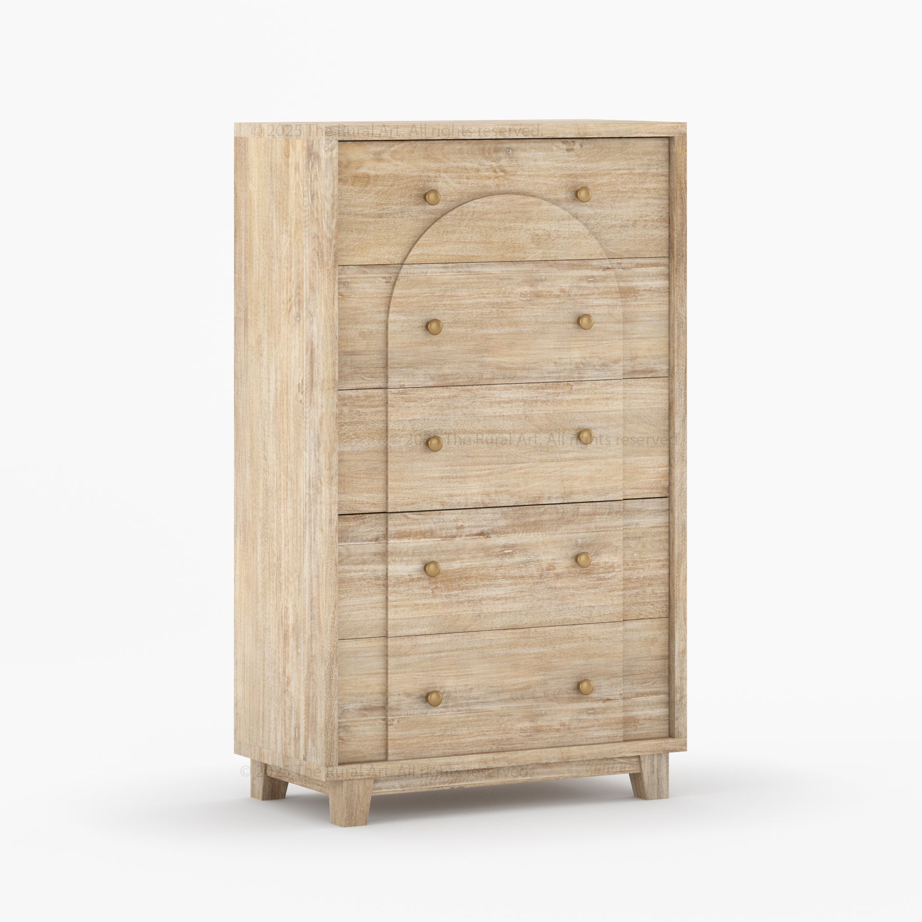 Livingston Solid Wood Dresser with Arched Front &amp; Brass Knobs