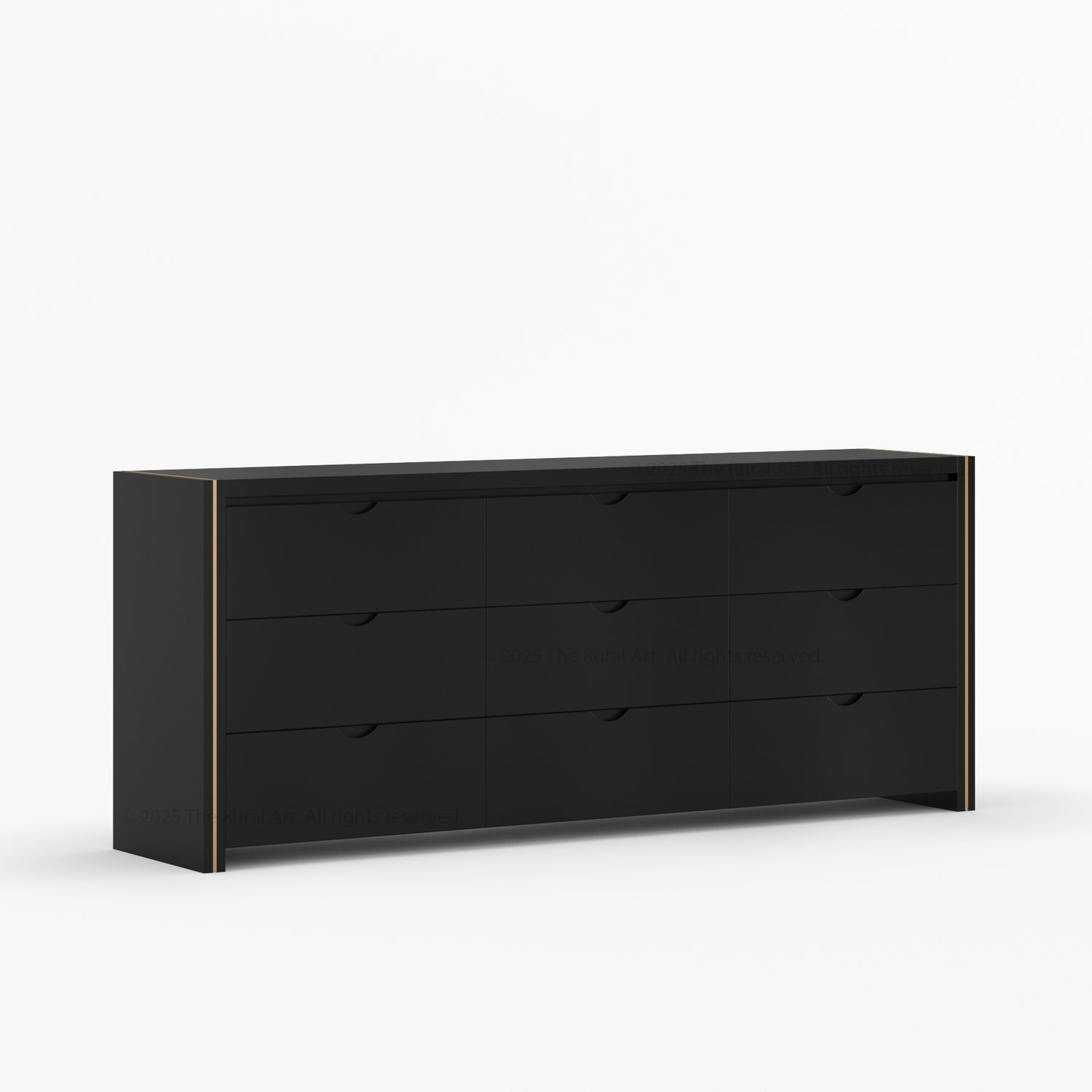 Branson Solid Wood Tall Dresser with Brass Inlay Accents