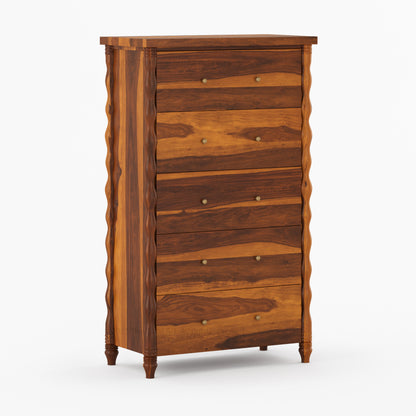 Jasper Solid Wood Dresser with Turned Legs &amp; Brass Knobs