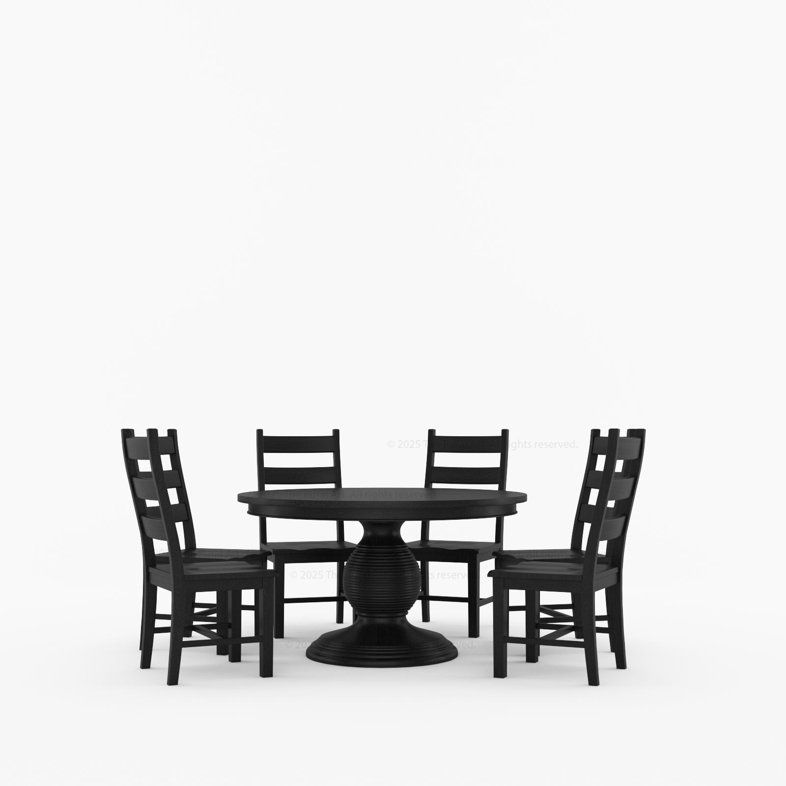 Rome Round Carved Pedestal Dining Table &amp; Ladder-Back Chair Set