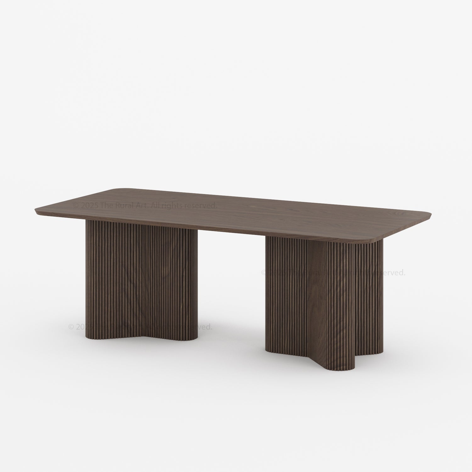 Valdez Fluted Solid Wood Dining Table with Wood or Marble Top
