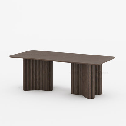 Valdez Fluted Solid Wood Dining Table with Wood or Marble Top