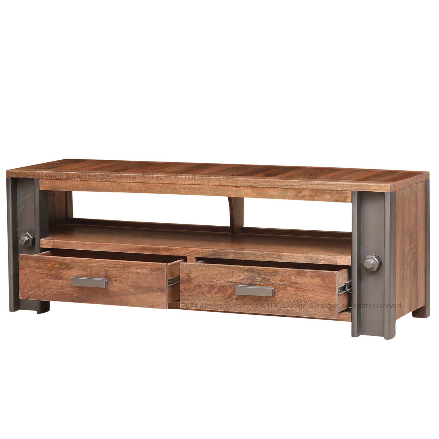 Camden Industrial Solid Wood TV Stand &amp; Media Console