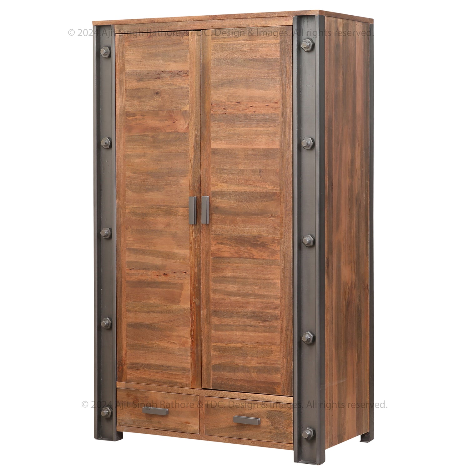 Montclair Industrial Rustic Solid Wood Armoire Wardrobe