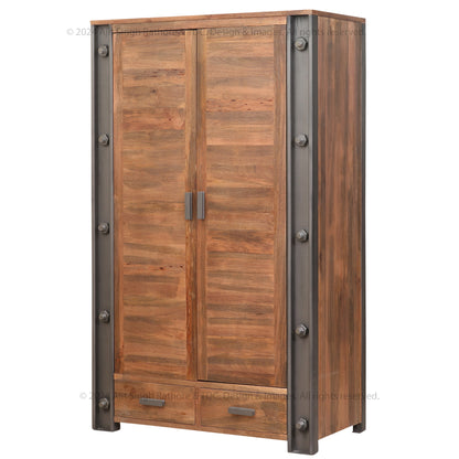 Montclair Industrial Rustic Solid Wood Armoire Wardrobe