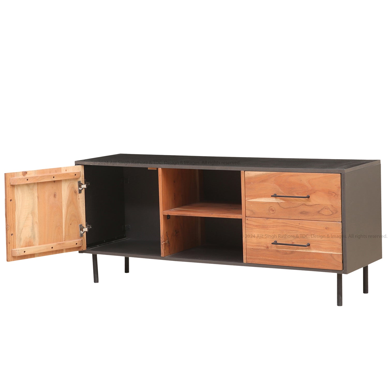 Industrial Charm Solid Wood TV Stand &amp; Media Console