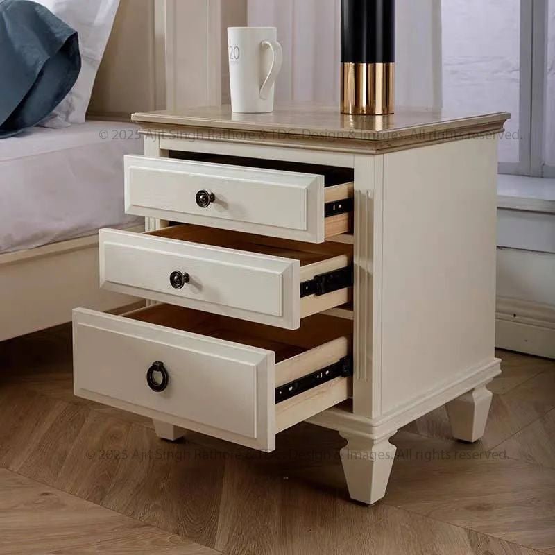 Nome Solid Wood 3 Drawer Nightstand